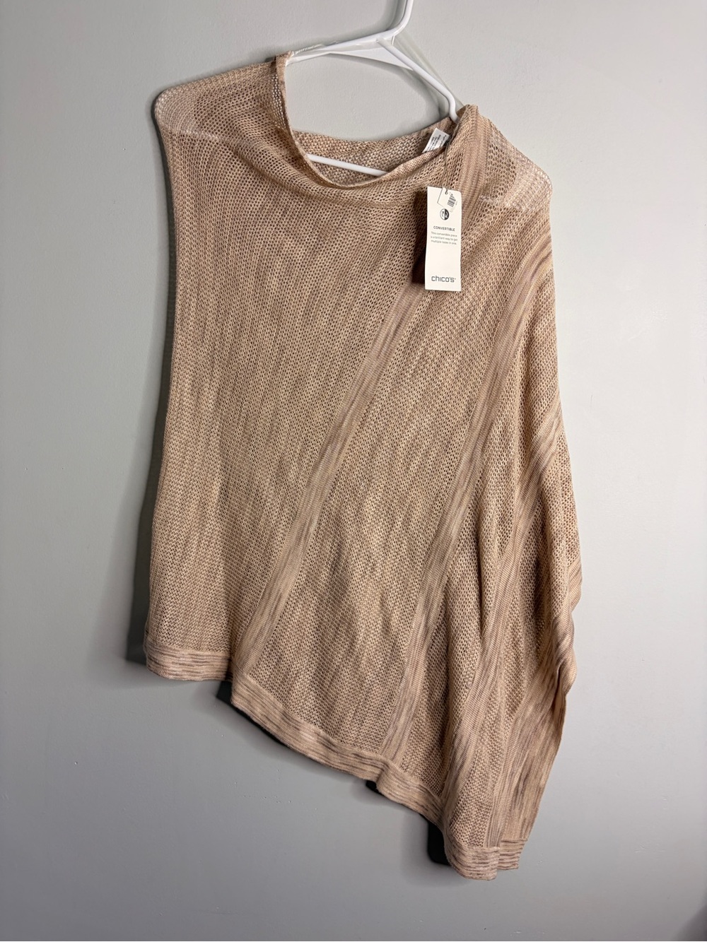 NWT Chico's Taupe Brown Convertible Knit Poncho S/M